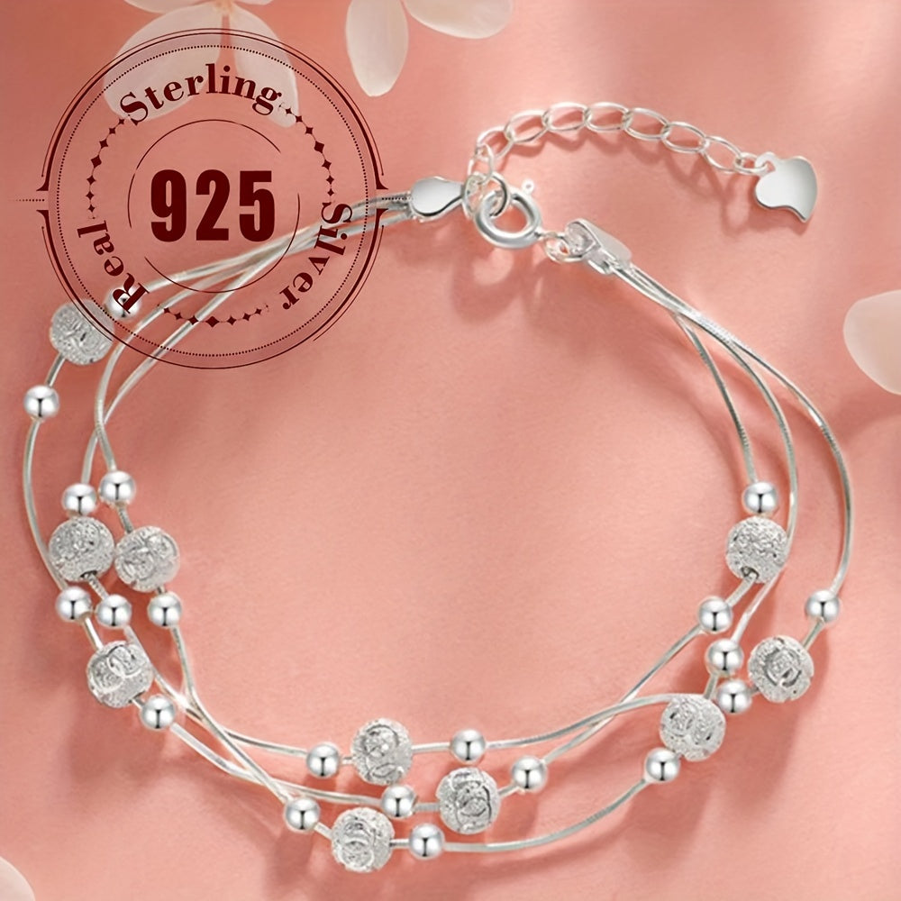 925 Silver Lucky Bead Bracelet for Women Three Lives and Three Worlds Jewelry Gift