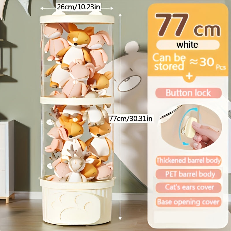 Estante de almacenamiento transparente con temática de animales, apilable, organizador de juguetes de peluche para sala de juegos y hogar