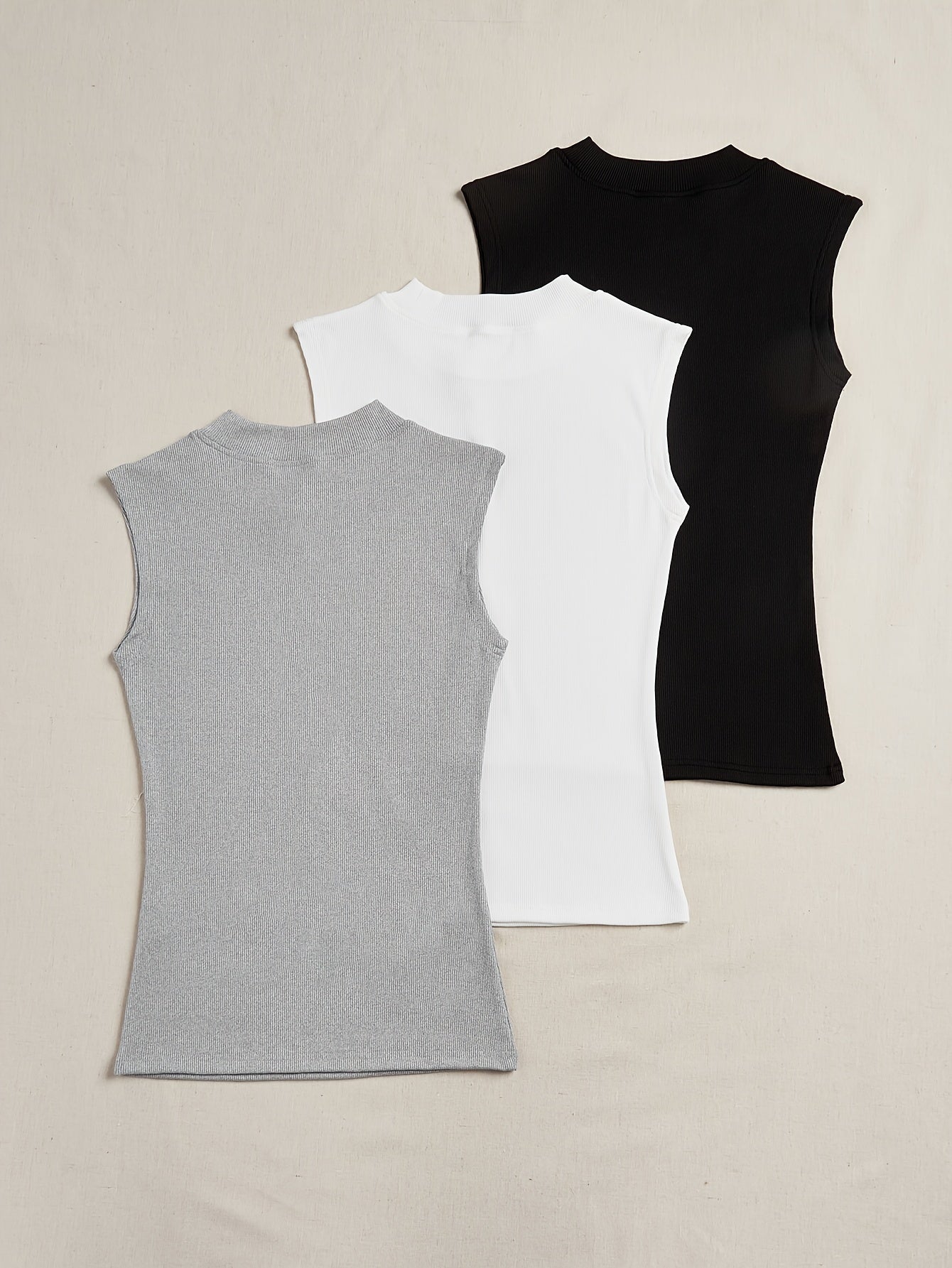 3-упаковка женских безрукавок однотонного цвета с мягкой эластичной посадкой