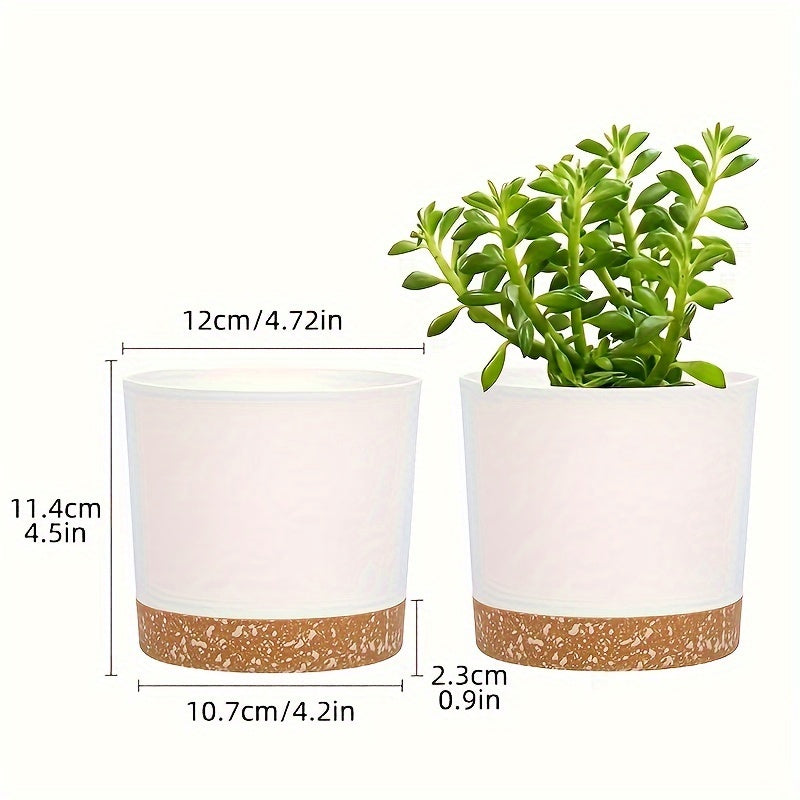 Set of 4 Modern Plastic Flower Pots with Drainage Holes 12.7cm Indoor Outdoor