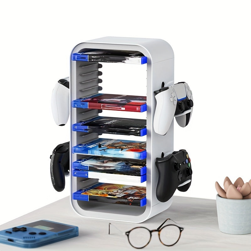 Game Storage Stand for PS5 PS4 Switch Xbox Holds 18 Discs 4 Controllers