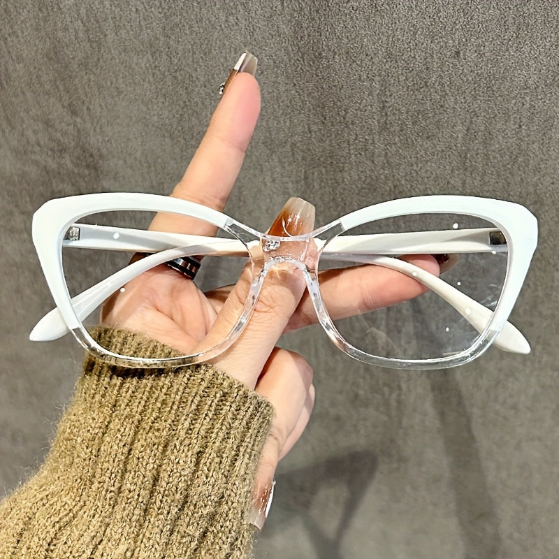 Women Cat Eye Glasses with Clear Lenses Y2K Style Acetate Anti-Blue Light Computer Eyewear