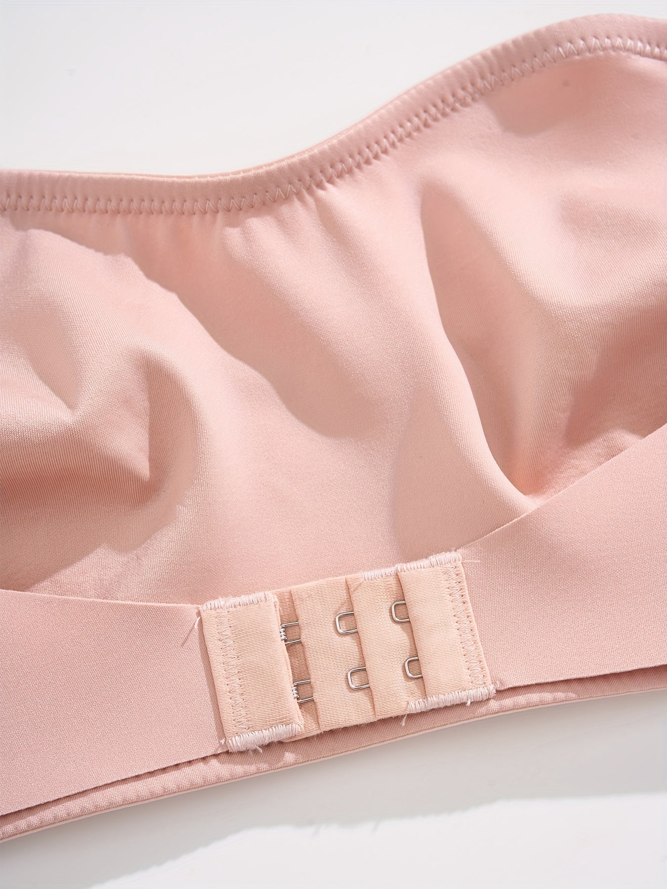 Light Pink Wireless Bralette with Front Closure Non-Slip Grip Breathable Nylon Elastane