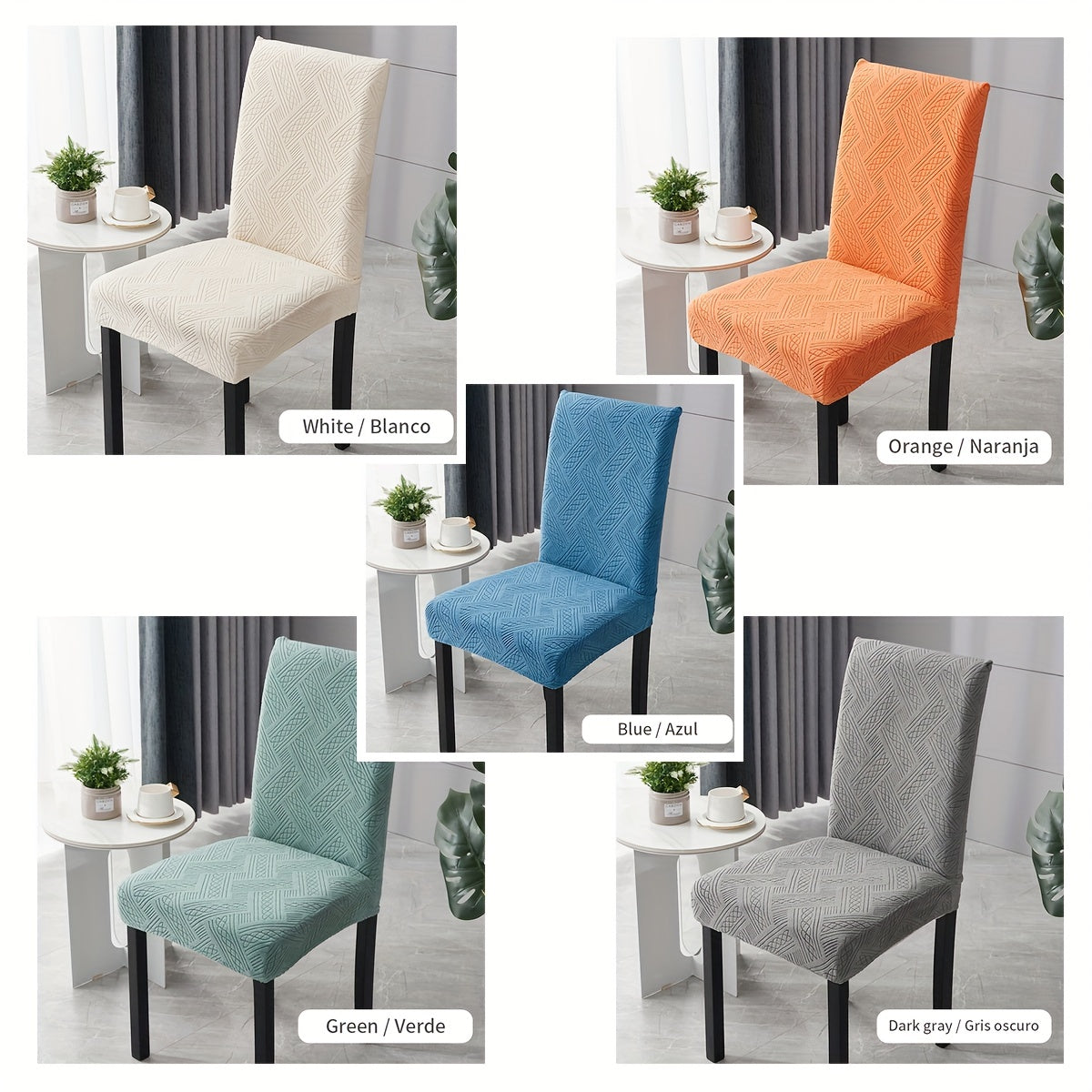 4/6pcs Bohemian Style Jacquard Chair Covers Removable Washable Polyester Spandex