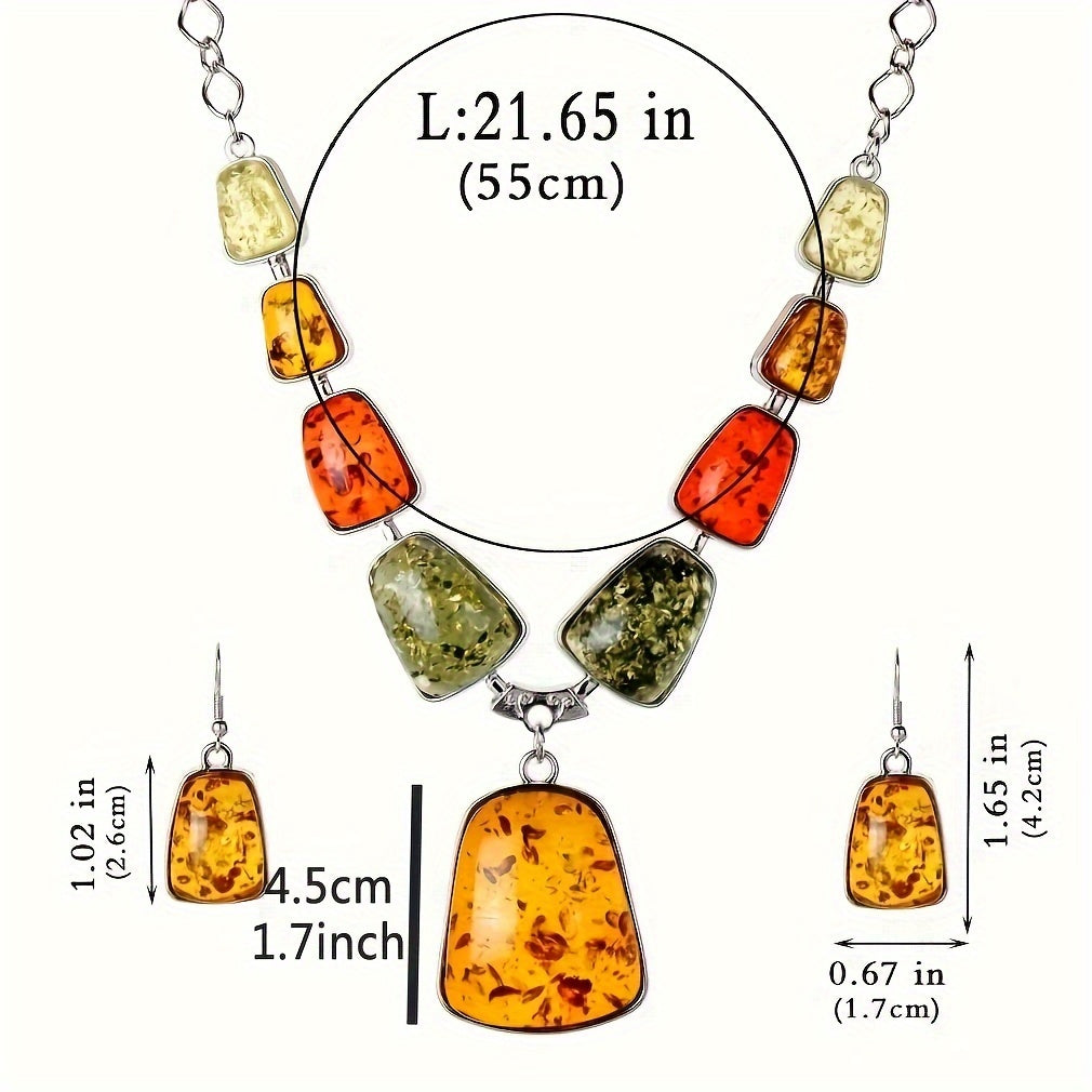 Etnik uslubdagi qatronli bilaguzuk va taqinchoq to'plami