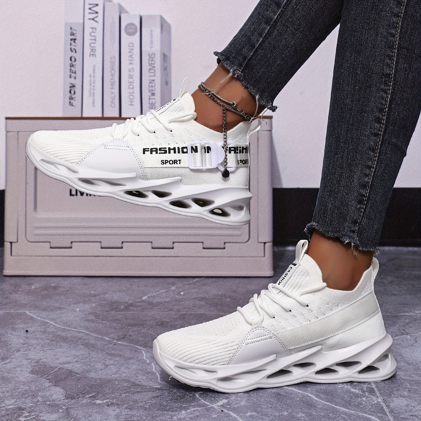 Women’s Breathable Knit Sneakers Low Top Running Shoes All-Season Comfort