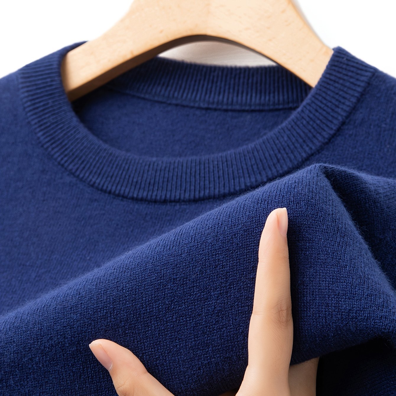 Men's Merino Wool Casual Sweater Long Sleeve Crew Neck Half Placket Solid Color