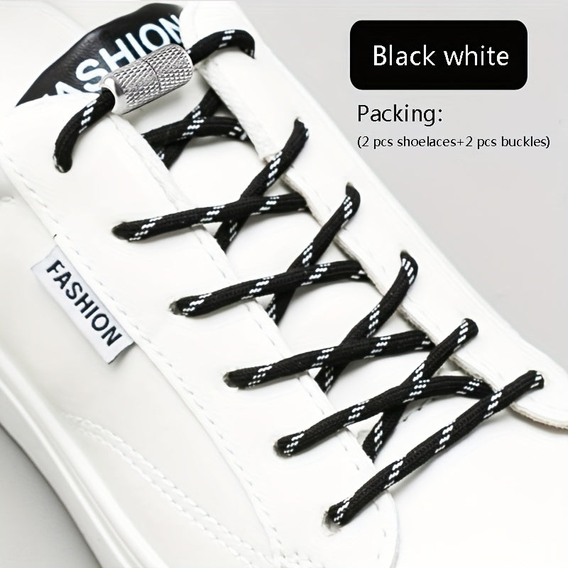 Unisex Elastic No-Tie Shoelaces Round Tapered Durable Acetate Cord