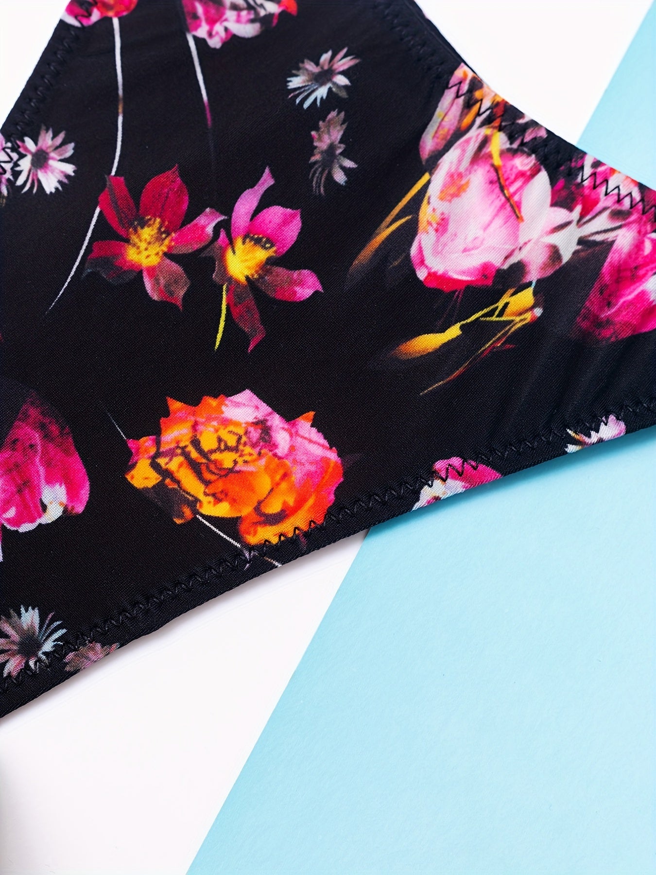 Women's Rhinestone Letter Thongs Low Waist Sports Lingerie Set 6 Pieces