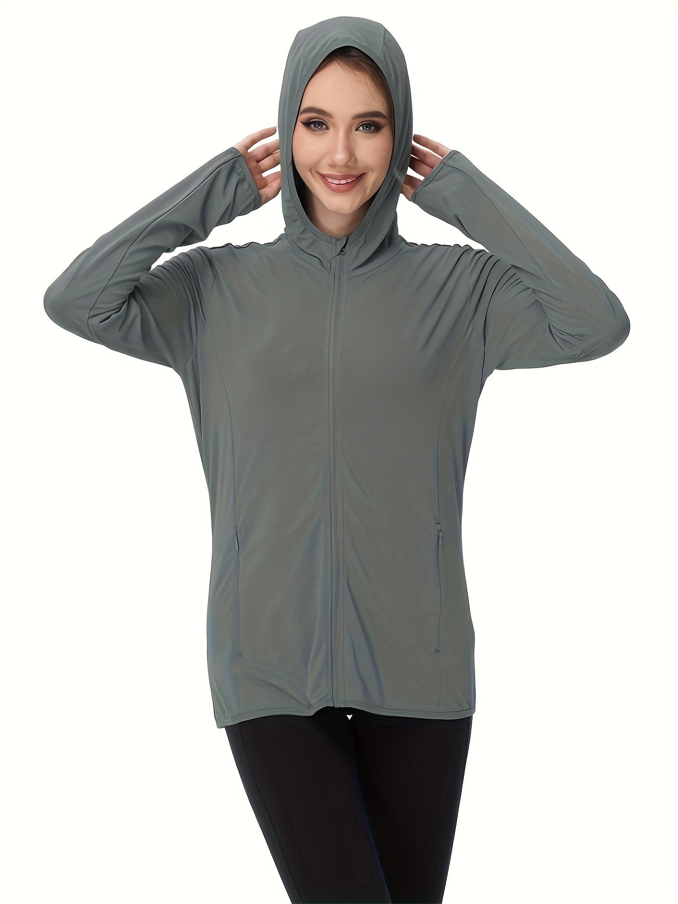 Plus Size Women's Lightweight Breathable Hooded Jacket for Outdoor Activities