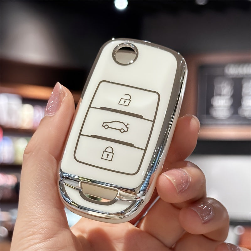 Durable TPU Key Fob Cover for Vehicle with Lock Unlock Trunk Panic Symbols