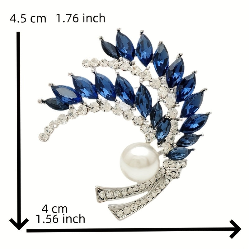 Wheat-Shaped Rhinestone Brooch Pin with Crystal Plant Design for Women and Men