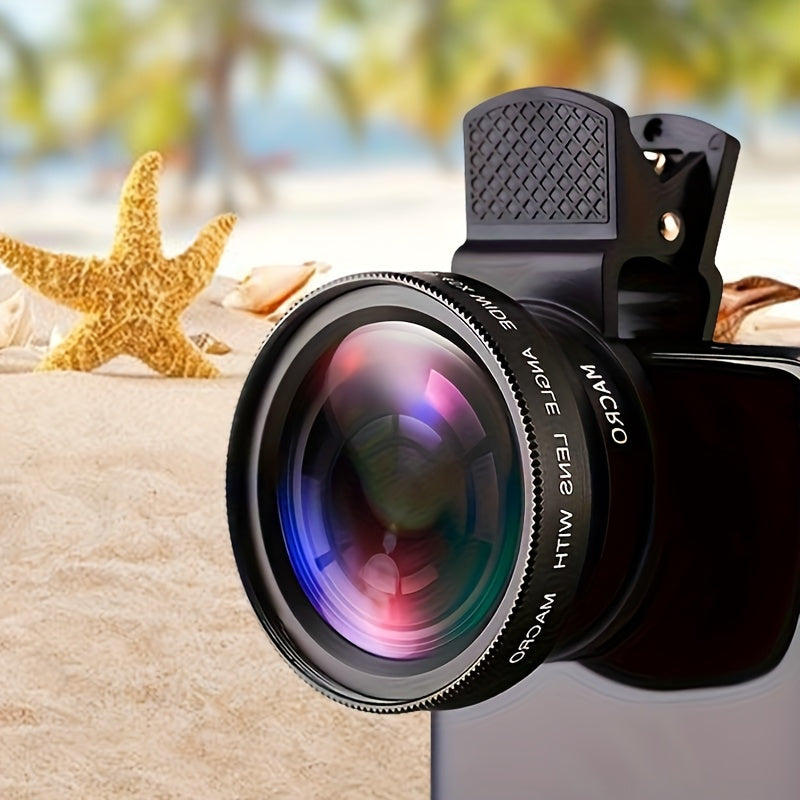 2-in-1 Smartphone Camera Lens Kit with 0.45 Wide Angle and Macro Lenses, 37mm Universal Clip