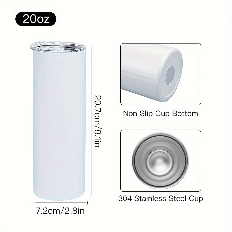 Set of 4 Stainless Steel Sublimation Tumblers 20 oz Glow in Dark Cups Lids Straws