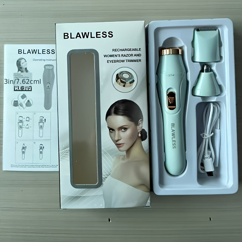 Kit de depilación eléctrica para mujer con depiladora recargable por USB, recortadora facial, afeitadora para nariz