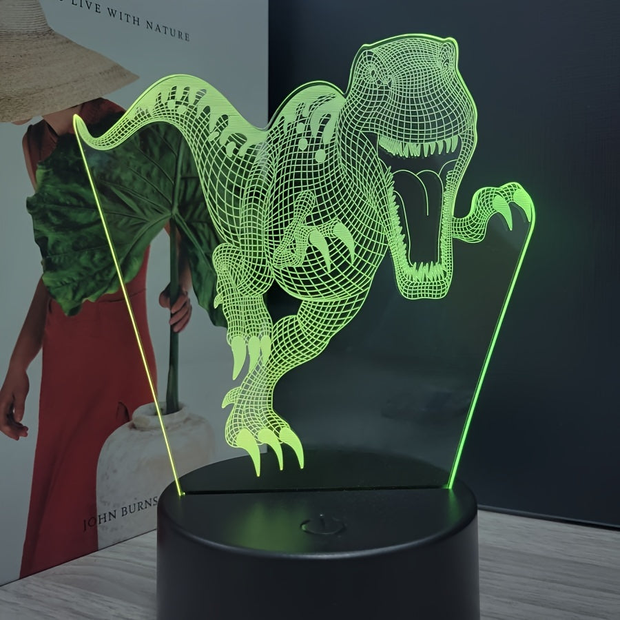 3D Dinosaur Nightlight with 7-Color Touch Control for Kids and Living Room Decor