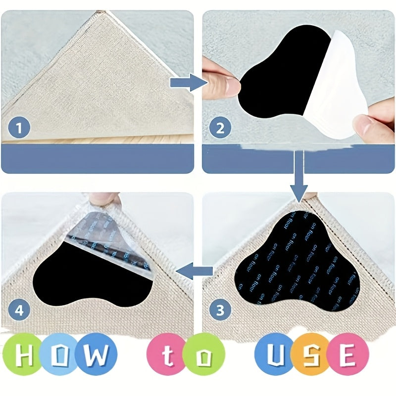 Anti-Slip Carpet Sticker Mat Washable Traceless PU Black Non-Slip Rug Grip