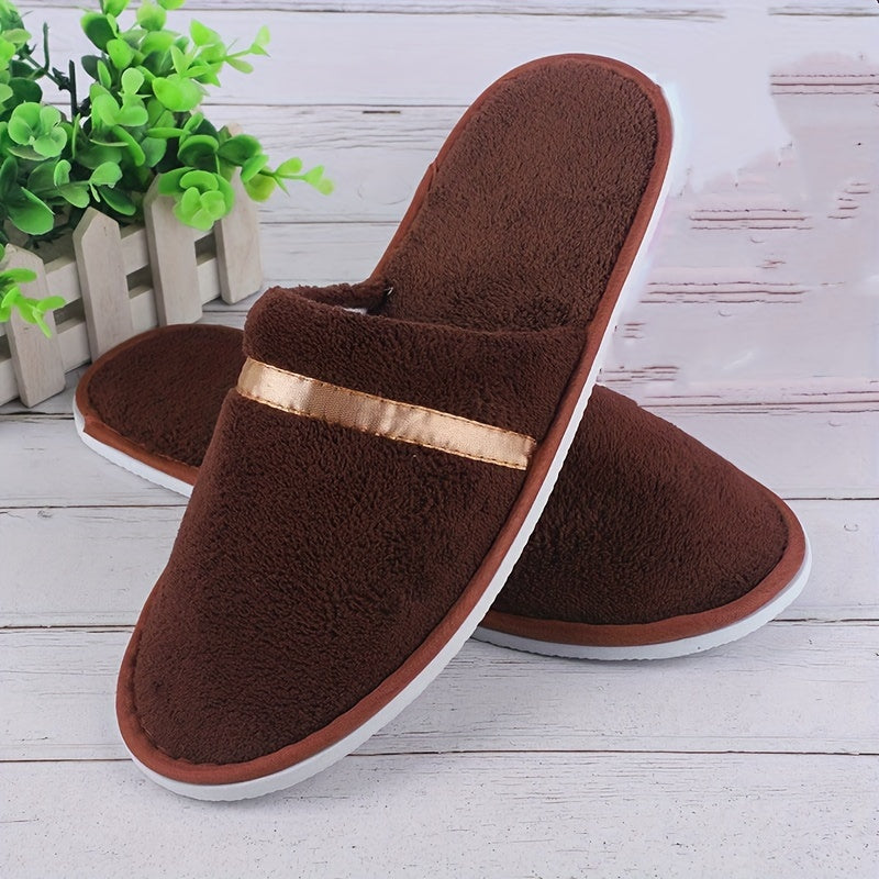 Unisex Coral Fleece Disposable Slippers Thick Warm Non-Slip for Home Travel