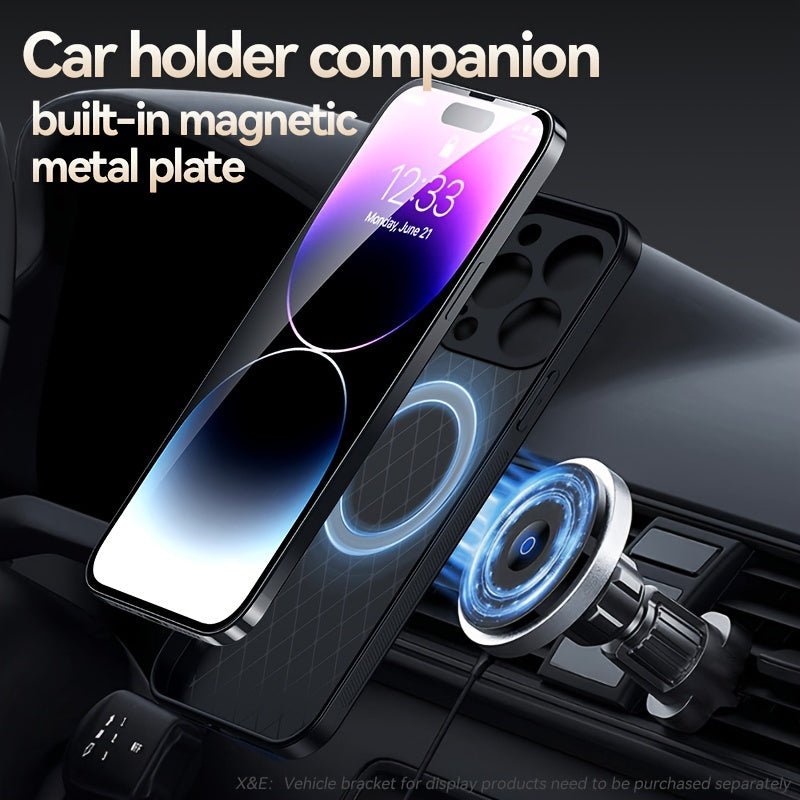 Luxury Faux Leather Magnetic Phone Case for iPhone with Lens Protection Shockproof Bumper