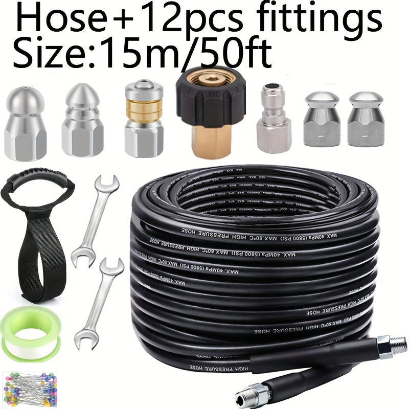 5800 PSI Sewer Jetter Kit for Pressure Washer Drain Cleaning with Corner Hose Attachment