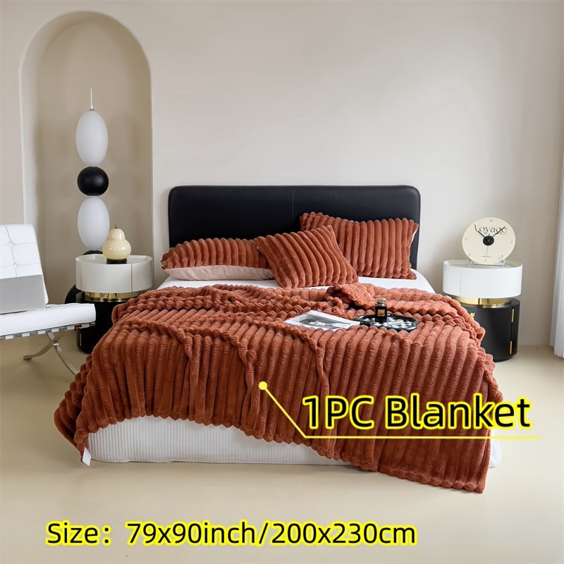 Double-Sided Fleece Blanket Soft Warm Throw Blanket for Dorms Offices Cars Sofa Travel