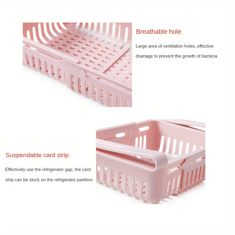 Kitchen Refrigerator Organizer with Drainage Shelf Rack and Storage Basket