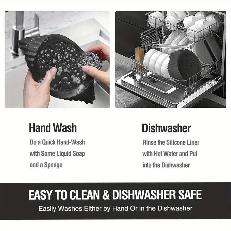 2/3/6 ta qayta ishlatiladigan Havo Fryer qoplami, 20.32 sm silikon, yopishmaydigan pech, mikroto'lqinli pech uchun