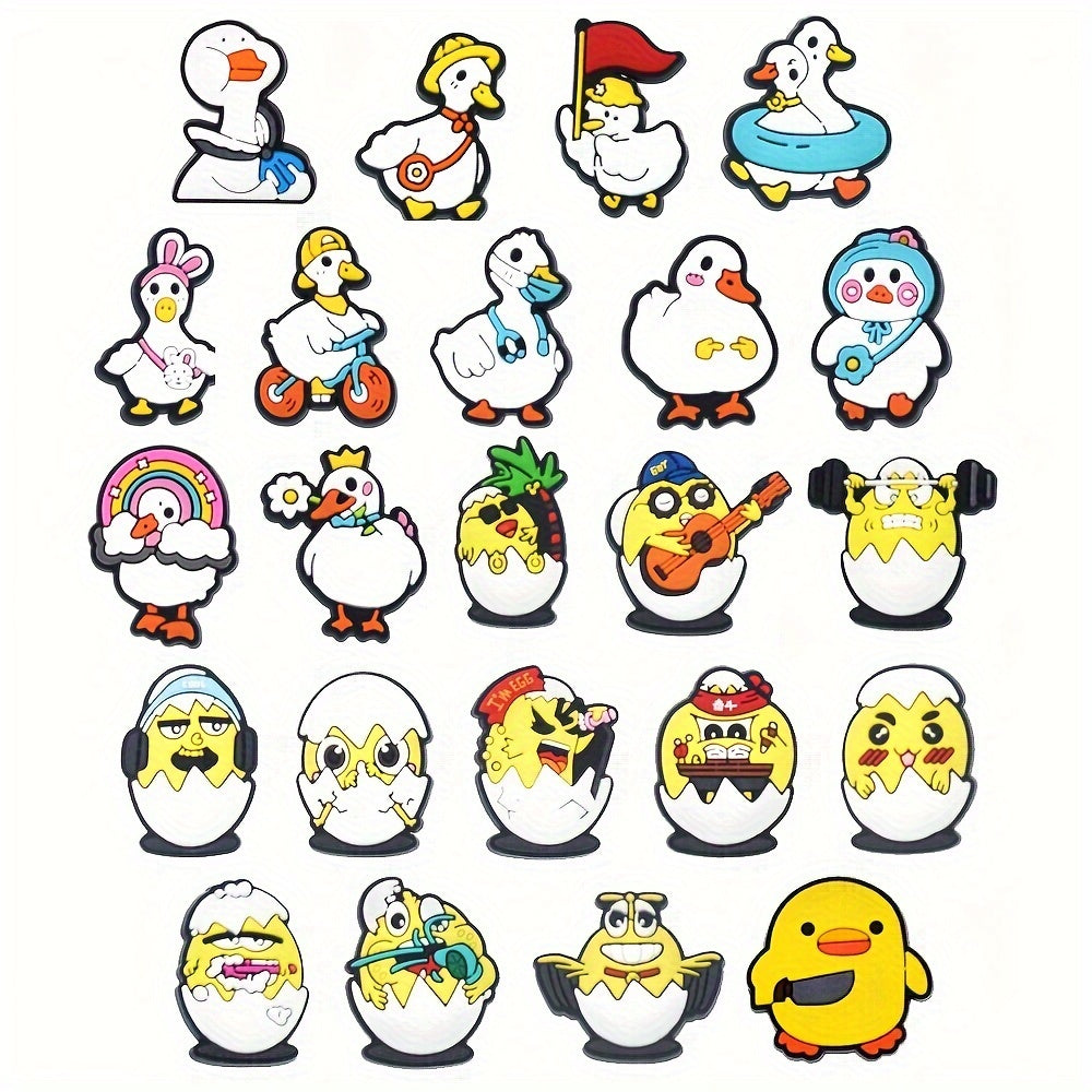 Kids Plastic Chicken Shoe Charms, 23Pcs, Holiday Drink Flower Decorations
