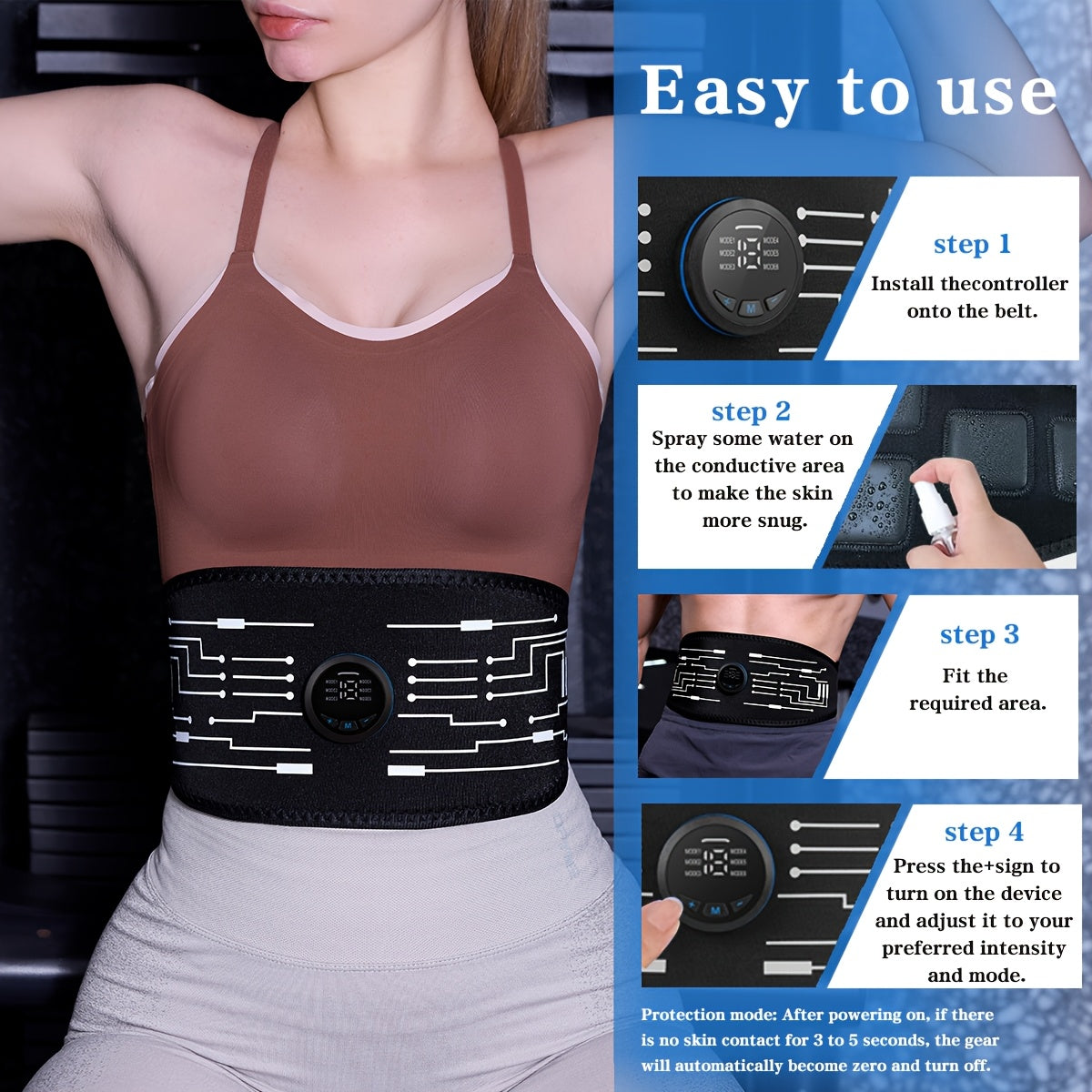 TENS massaj belbog'i EMS mushaklarni stimulyatsiya qilish bilan, 6 rejim, 18 intensivlik, USB zaryadlash. Uyda yoki ofisda yaxshiroq figura uchun kuniga 15 daqiqa foydalaning. Ajoyib sovg'a varianti.