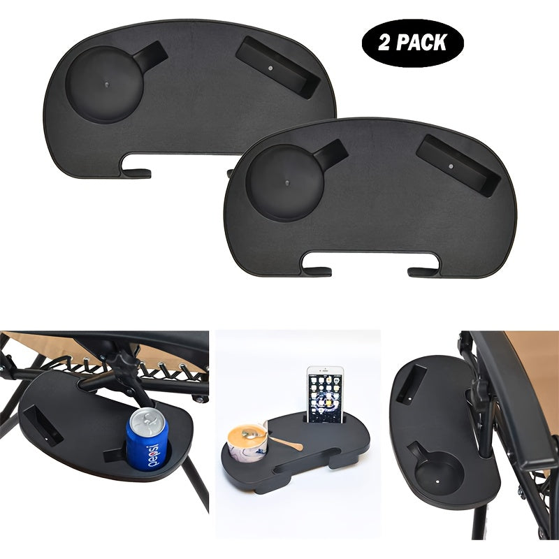 2 ta plastik stul uchun stakan tutqichli plastinka to'plami, Rattan Rocking Recliners uchun