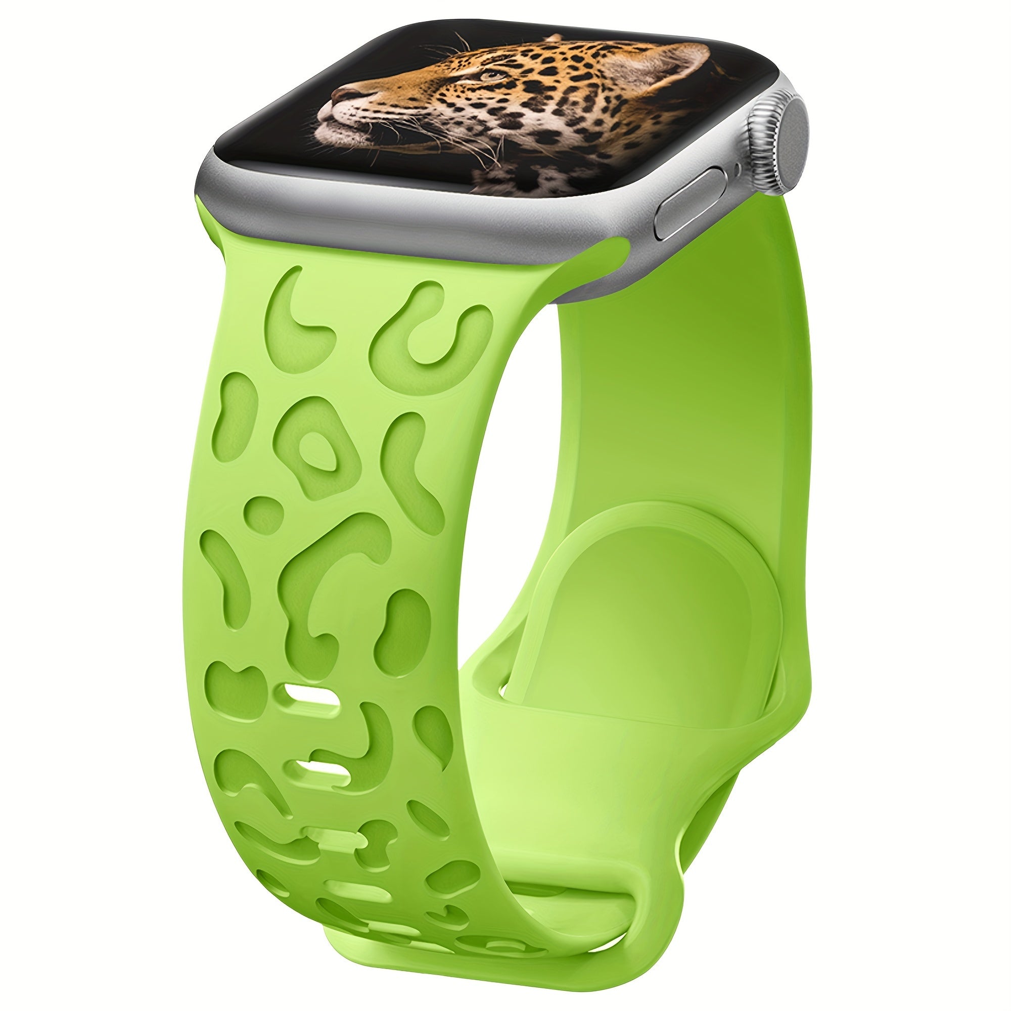 Waterproof Silicone Watch Band for IWatch Series 8 7 6 5 4 3 2 SE Leopard Engraved