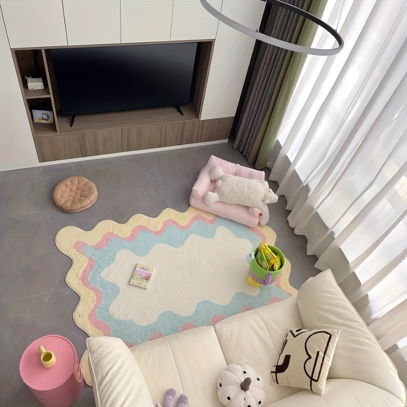 Soft Irregular Minimalist Carpet Washable Plush Rug for Living Room and Bedroom