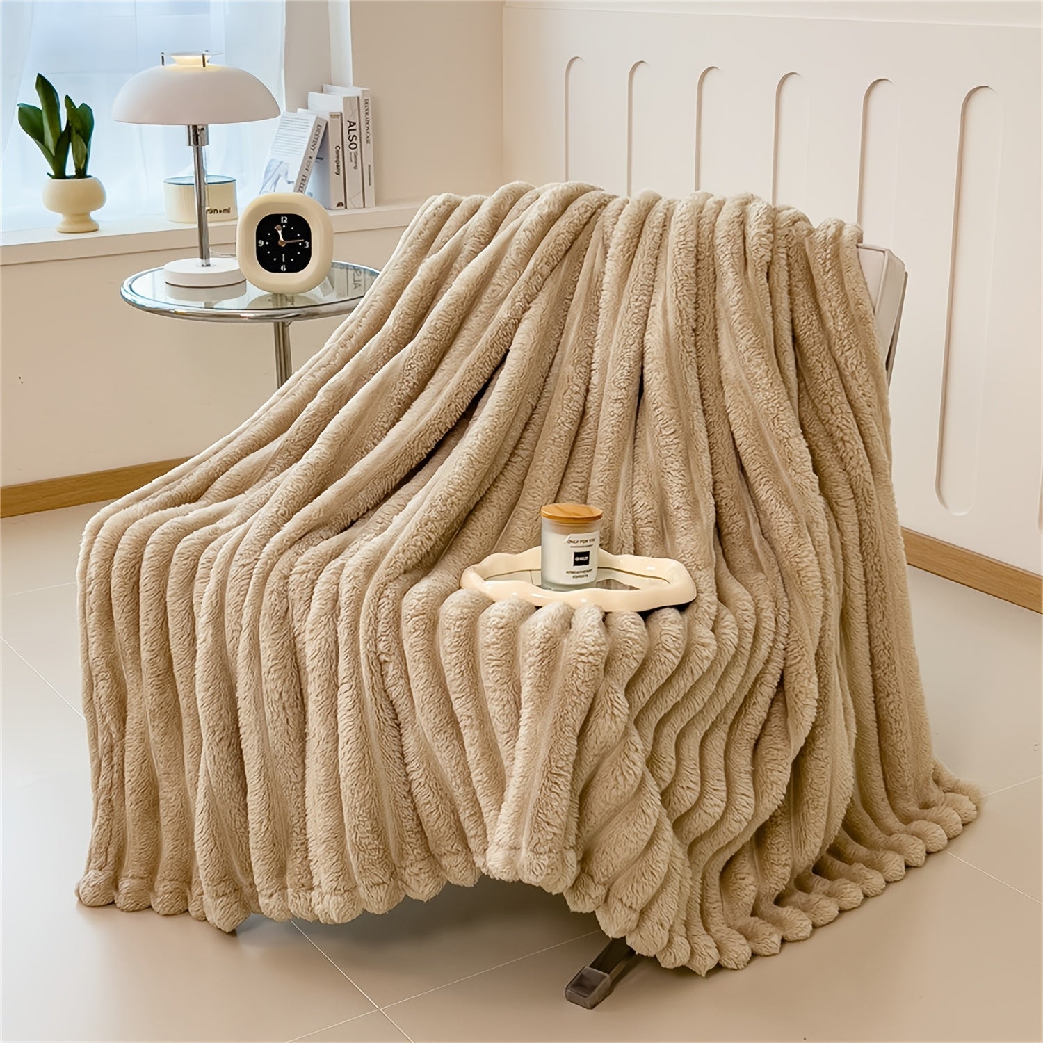 Soft Plush Faux Rabbit Blanket Cozy Warm Stylish for Home and Travel
