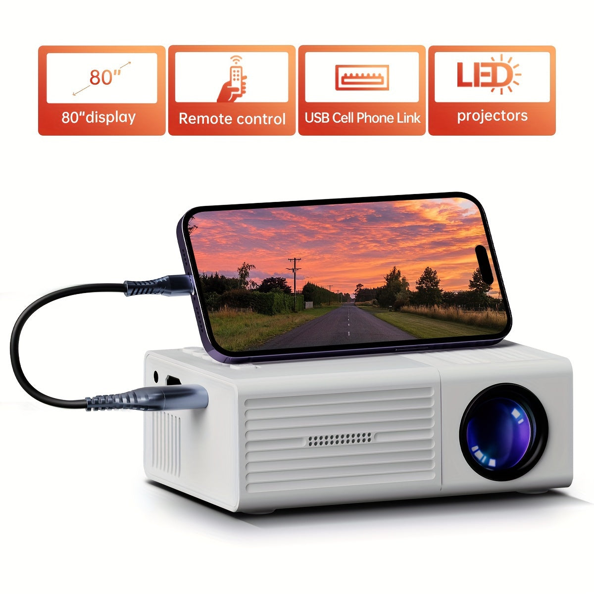 Mini Home Theater Projector 1080P LCD 3D Ready USB AV Compatible with Remote