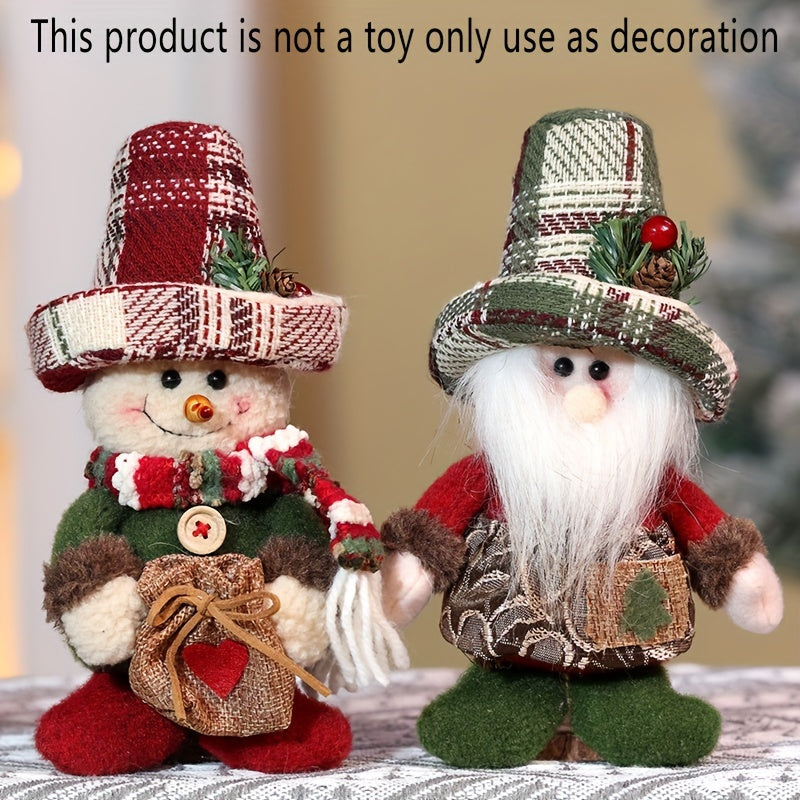 Festive Nordic Christmas Ornament Gnome and Snowman Polyester Tree Decor