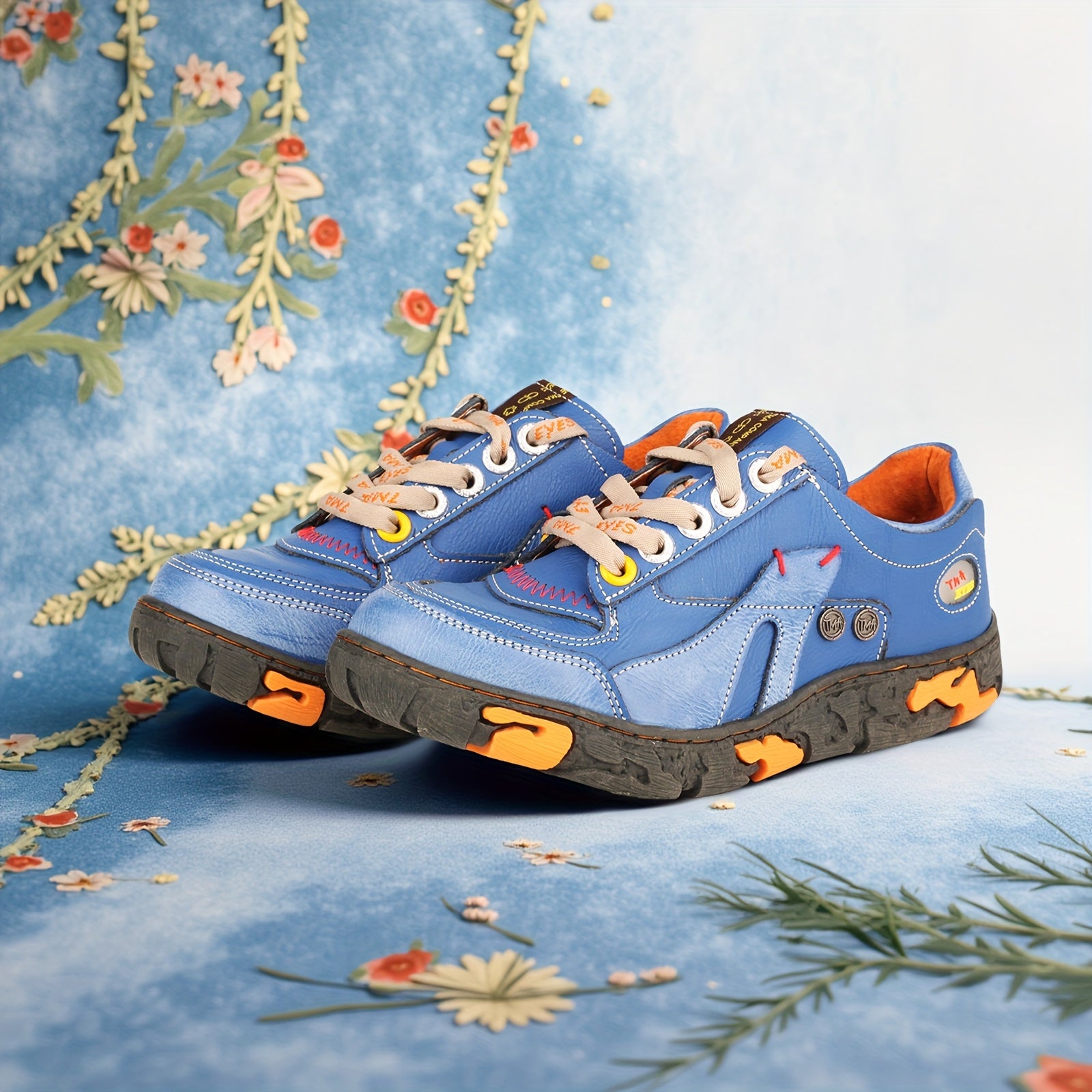 Zapatillas casuales de color contrast para mujer con cordones y plataforma para caminar