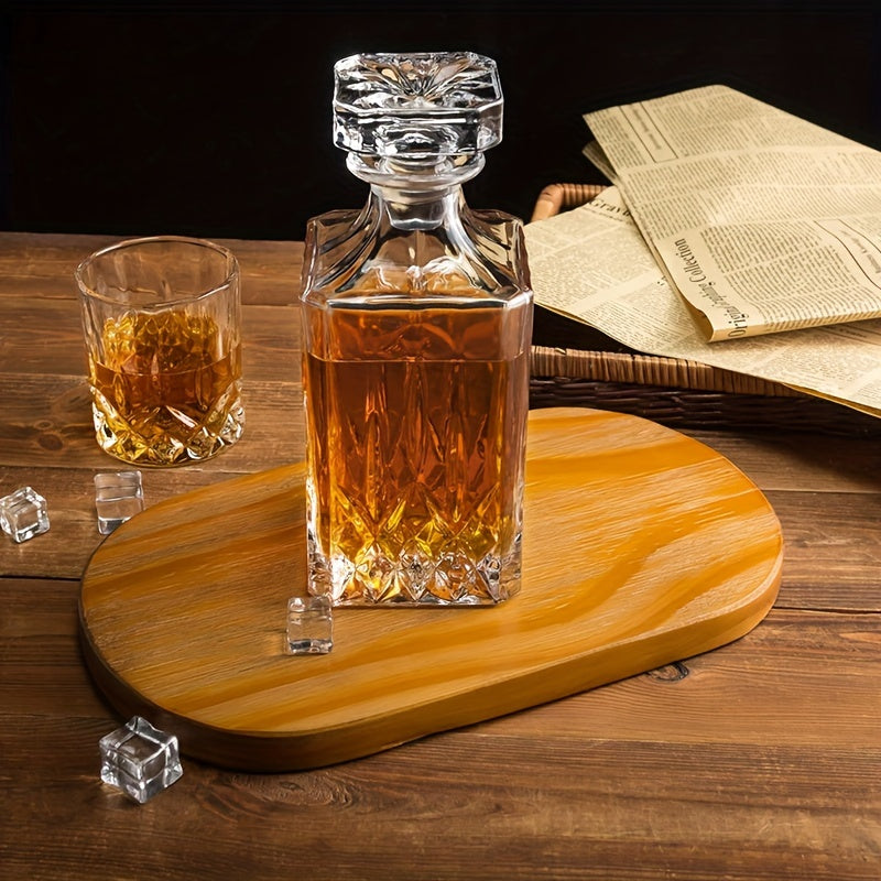 7-Piece Glass Whiskey Decanter Set with 6 Shot Glasses for Home Bar or Gift