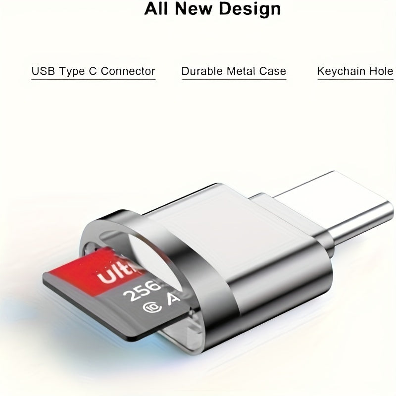 Lector de tarjetas portátil dual USB-C y USB para tarjetas SD y TF gris