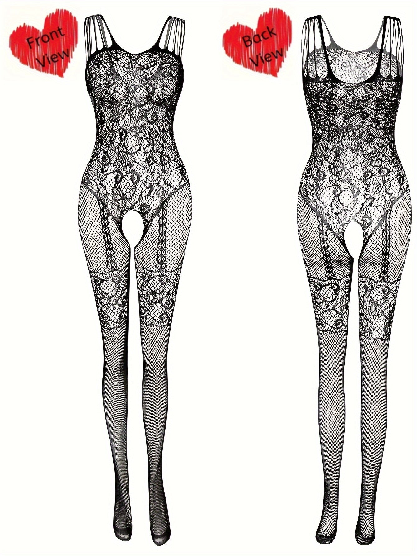 Women's Plus Size Fishnet Bodystocking Open Crotch Stretchy Lingerie Pack of 4
