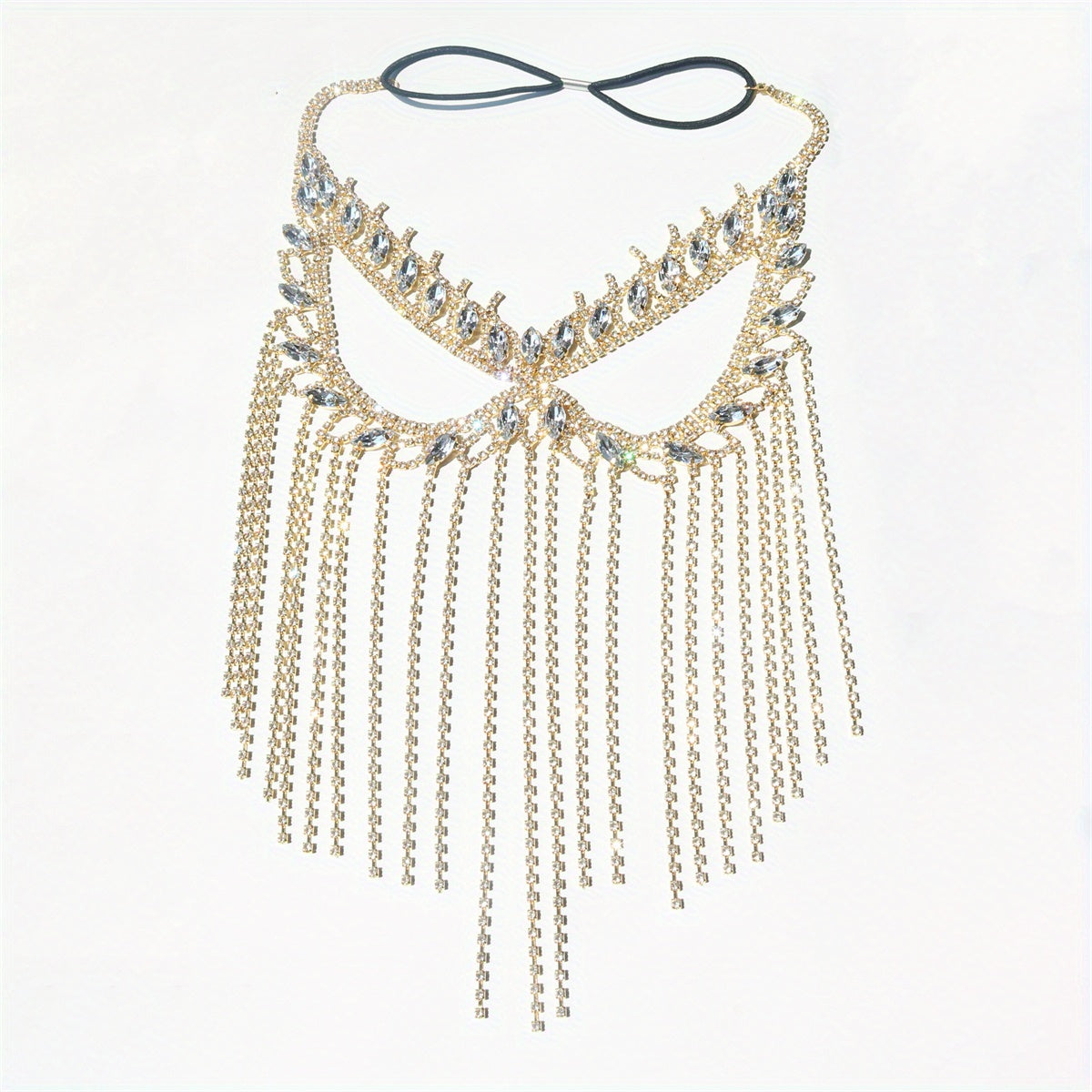 Masquerade Mask with Long Tassel Rhinestones for Bridal Wedding Accessories