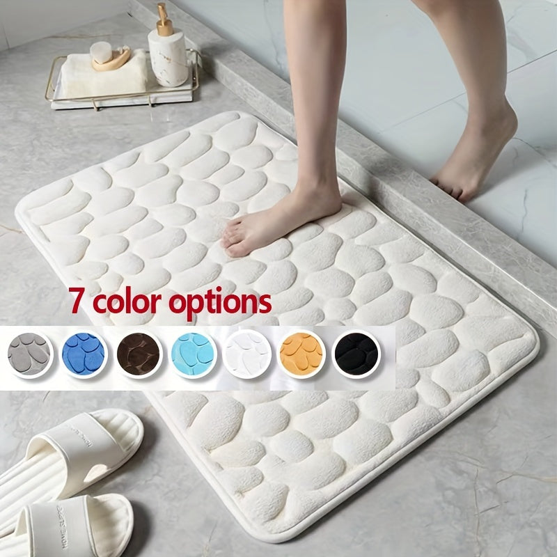 Pebble Pattern Non-Slip Absorbent Polyester Foot Mat for Bathroom Kitchen Bedroom
