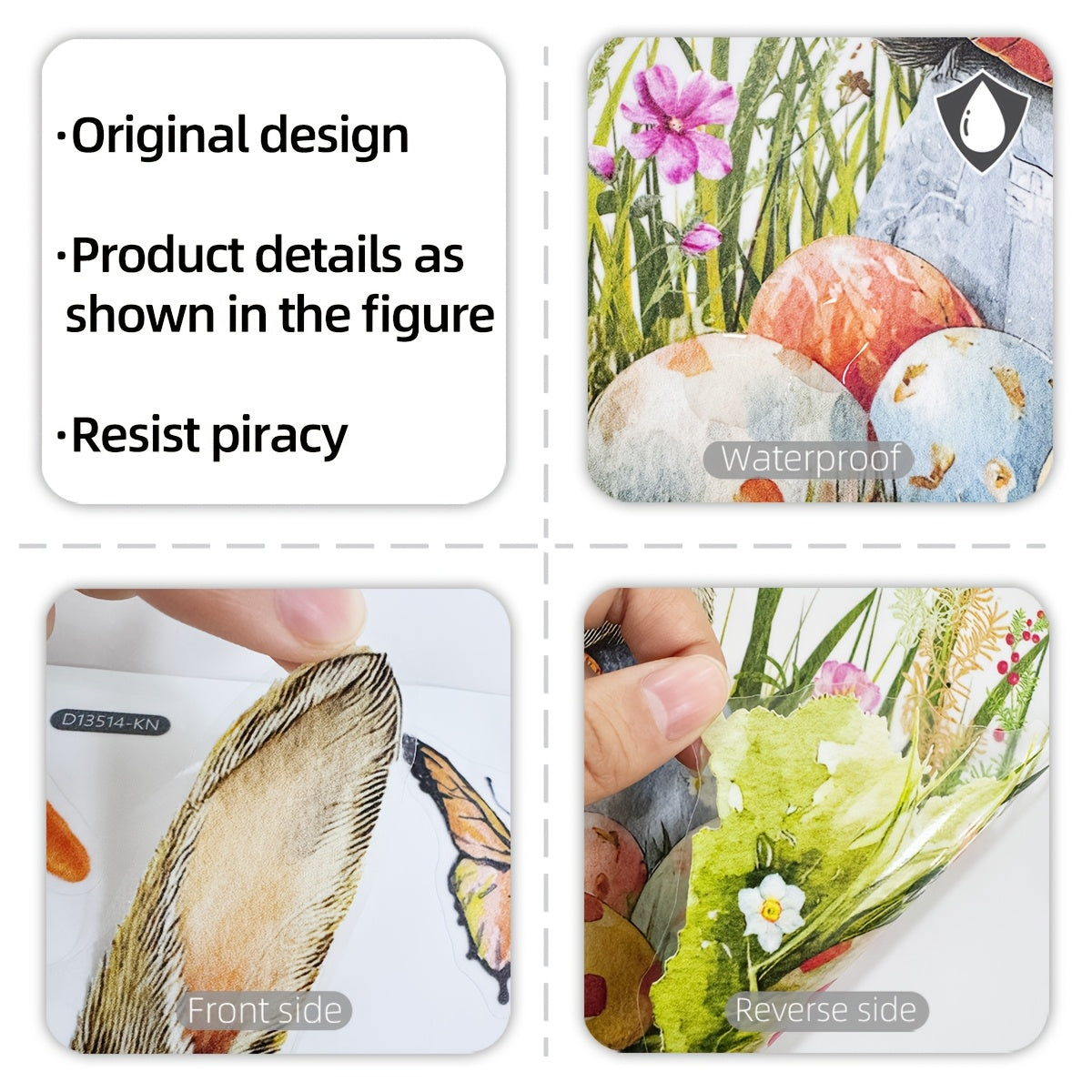 Easter Bunny and Egg Window Cling 30cm Reusable PVC Decal for Home Decor