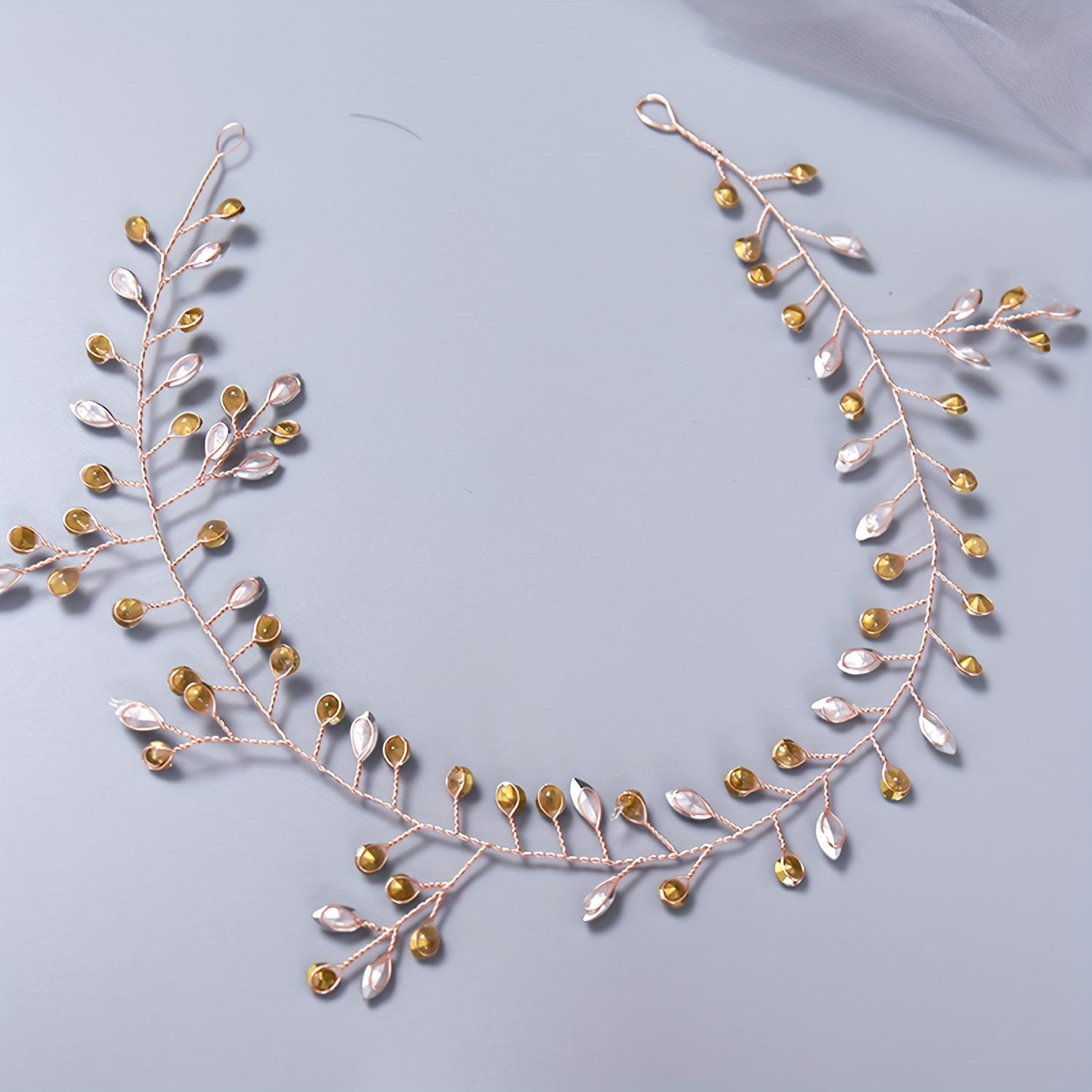 Bridal Hair Vine Rhinestone Beads Leaf Shaped Wedding Hair Accessory