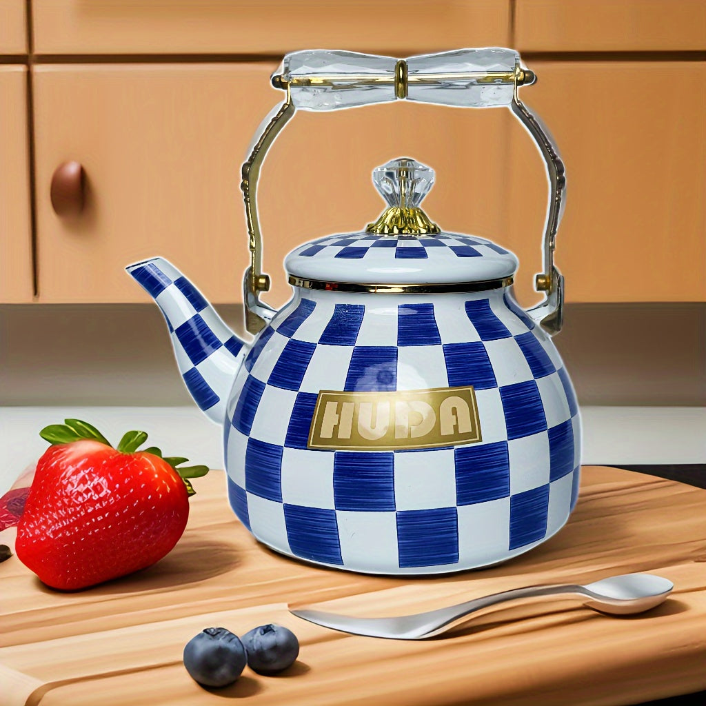 Enamel Soup and Stew Stockpot Set 2.8L Thick Grid Design Cookware