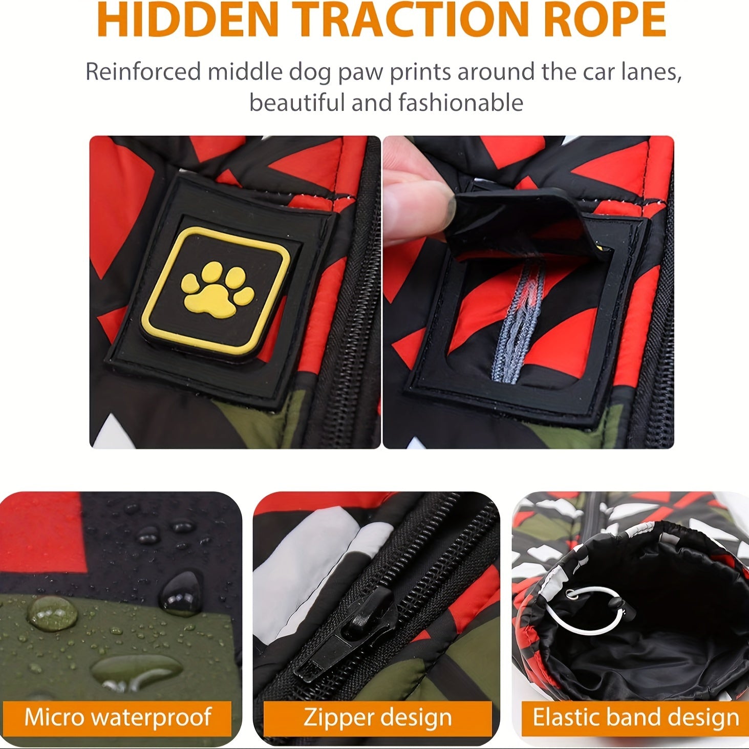 Waterproof Windproof Dog Jacket with Reflective Strips for All Breed Sizes