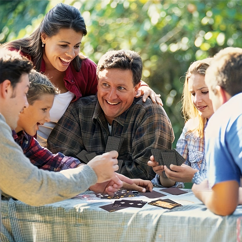 Black and Gold Foil Waterproof Plastic Poker Playing Cards - 54 Deck for Parties and Games