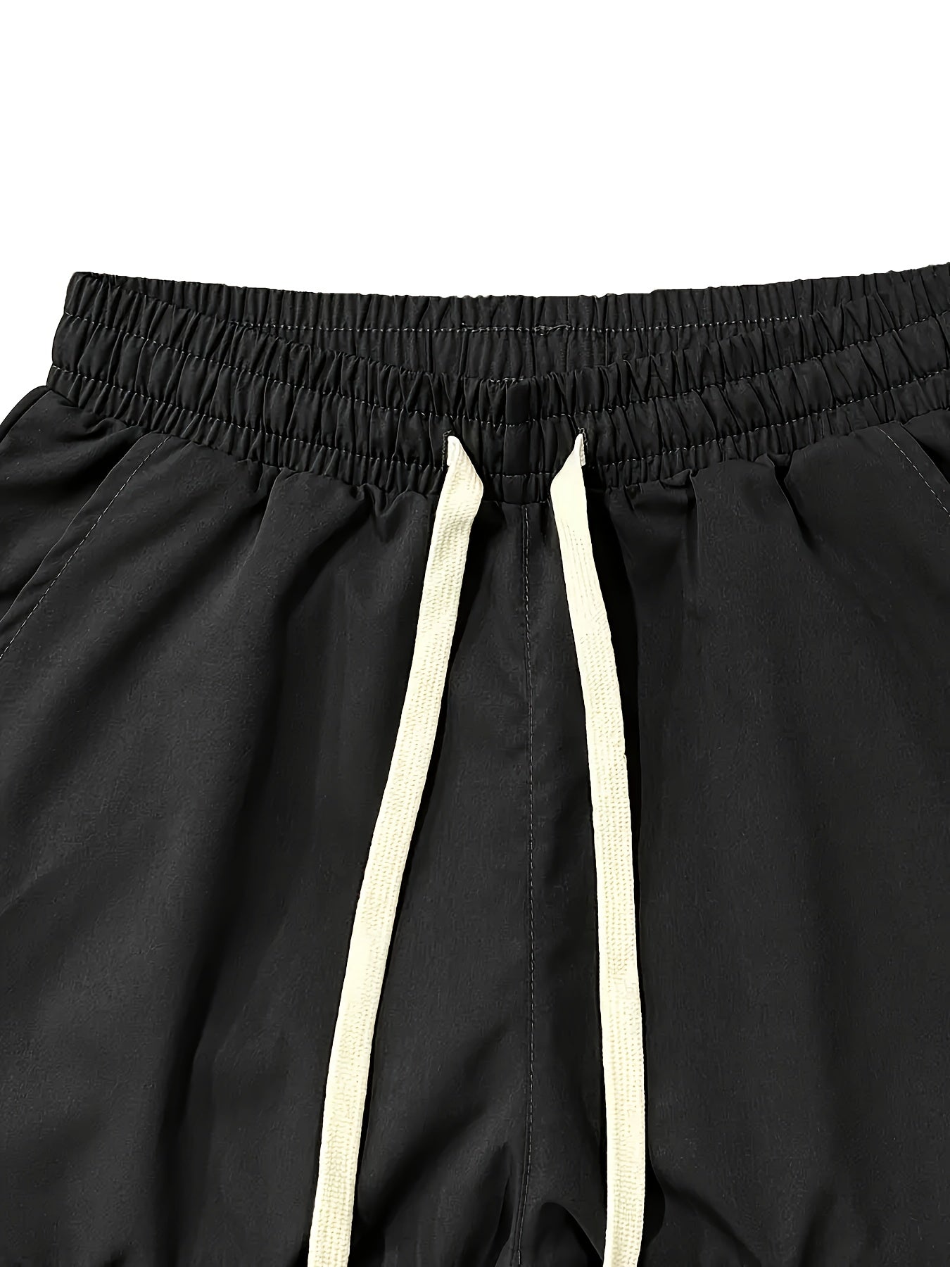 Plus Size Men's Tactical Cargo Pants Black Woven Polyester All-Season Casual Drawstring Waist