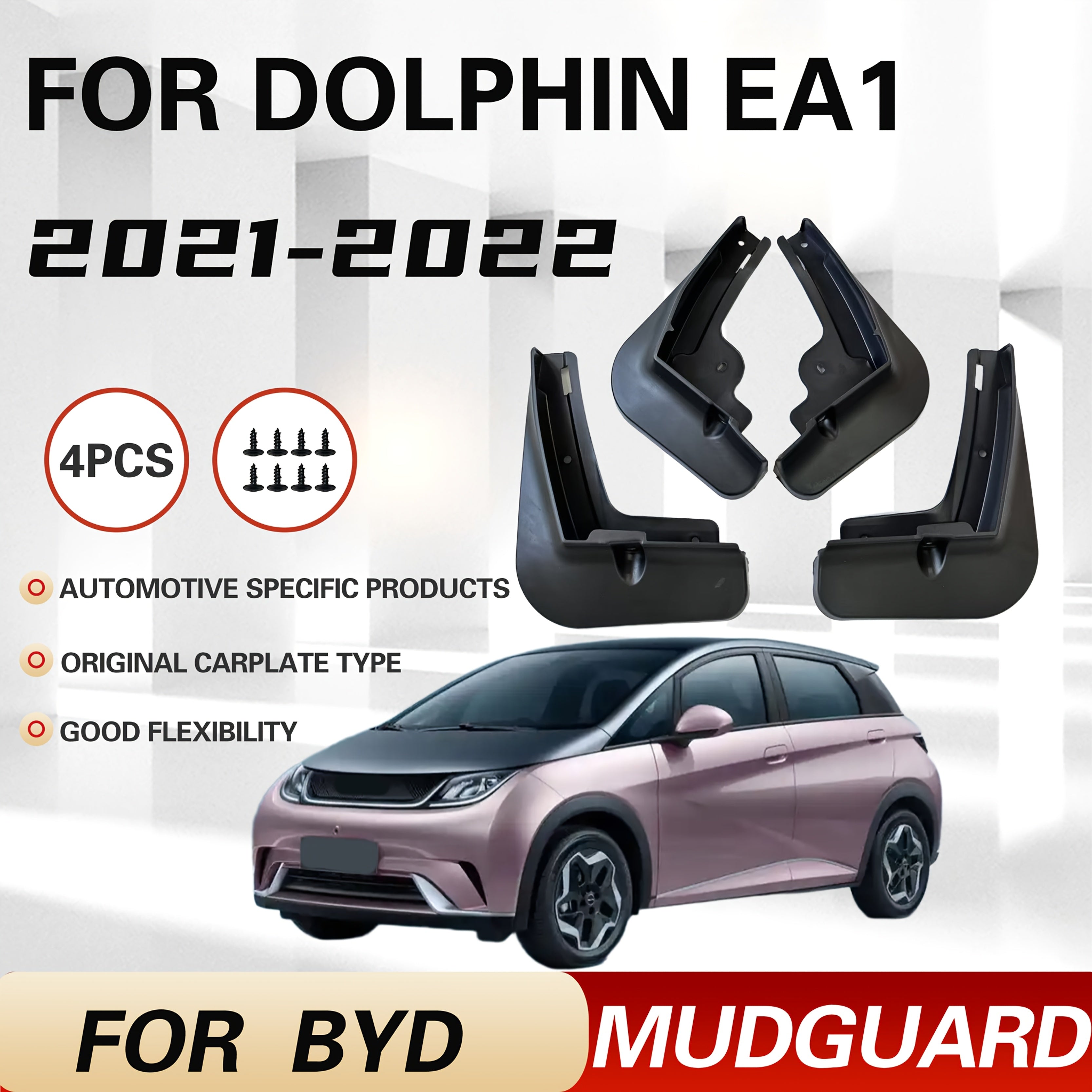 Juego de 4 piezas de guardabarros de plástico para coche para accesorios delanteros y traseros de delfín