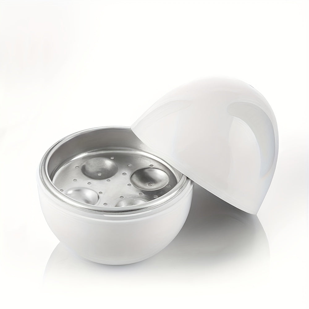 Portativ 4 tuxumli mikroto'lqinli pechda tuxum pishirish uchun yumshoqdan qattiqgacha bo'lgan tuxumlar uchun, idish-tovoq mos, oson foydalaniladigan, vaqtni tejovchi dizayn