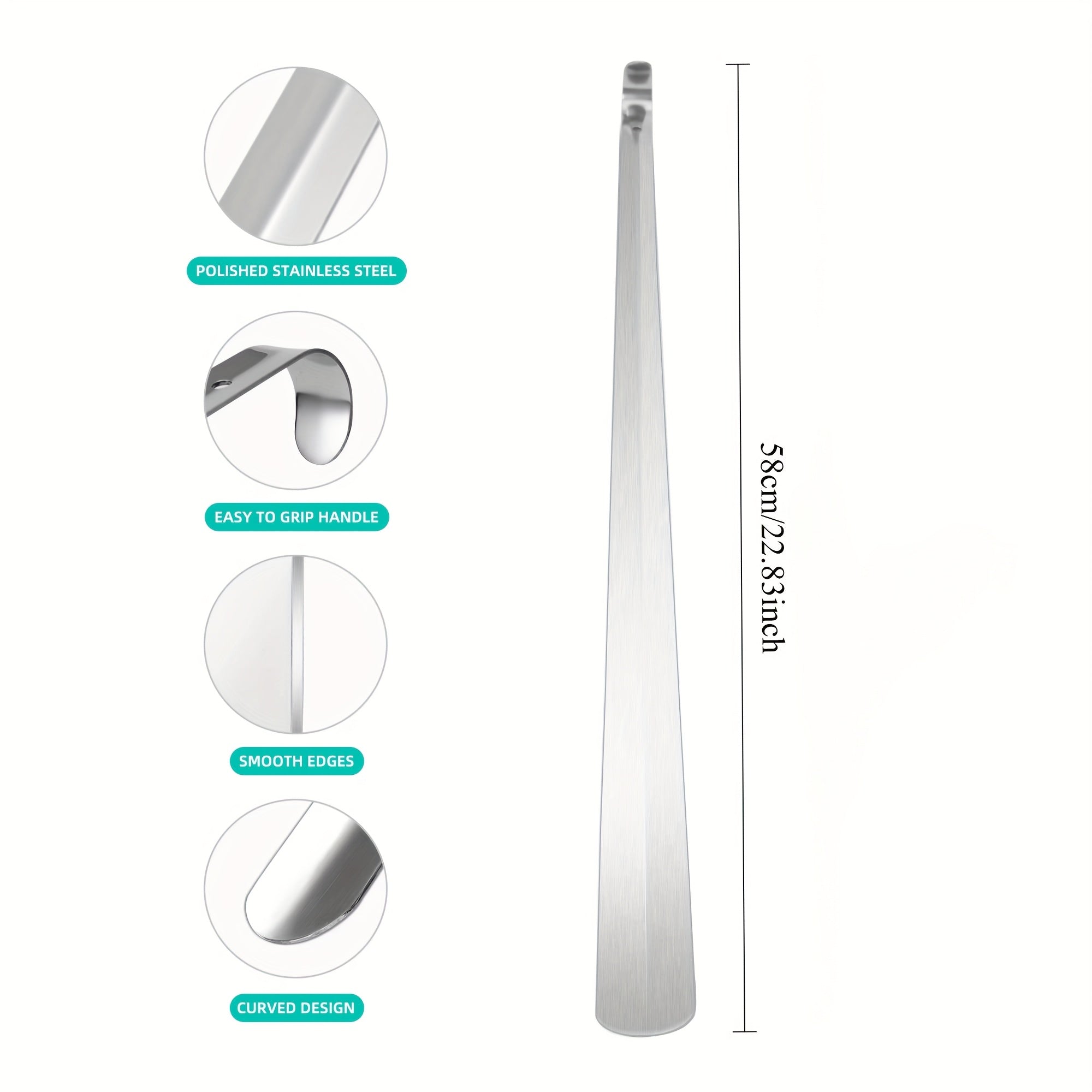 Unisex Metal Shoe Horn, 57.91cm, Reach Assist, for Seniors and Adults